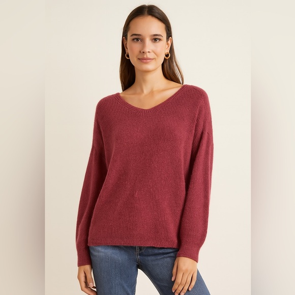 Daniel Cremieux Sweaters - Cremieux L Mauve Pink Knit v-neck pullover Sweater